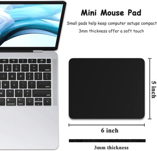 Dapesuom Small Mouse Pad, 5 x 6 Inch Thick Rubber Premium-Textured Non-Slip Portable & Washable Mini Mouse Mat for Women Men Wireless Laptops Keyboard Tray Gaming Work Computer Travel, Jet Black