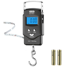 Dr.meter Fish Scale Luggage Scale Fishing Gear - 110lb Backlit LCD Display Digital Scale with Built-in Measuring Tape - Fishing Scale with 2 AAA Batteries, Pocket Size - Fishing Gifts for Men