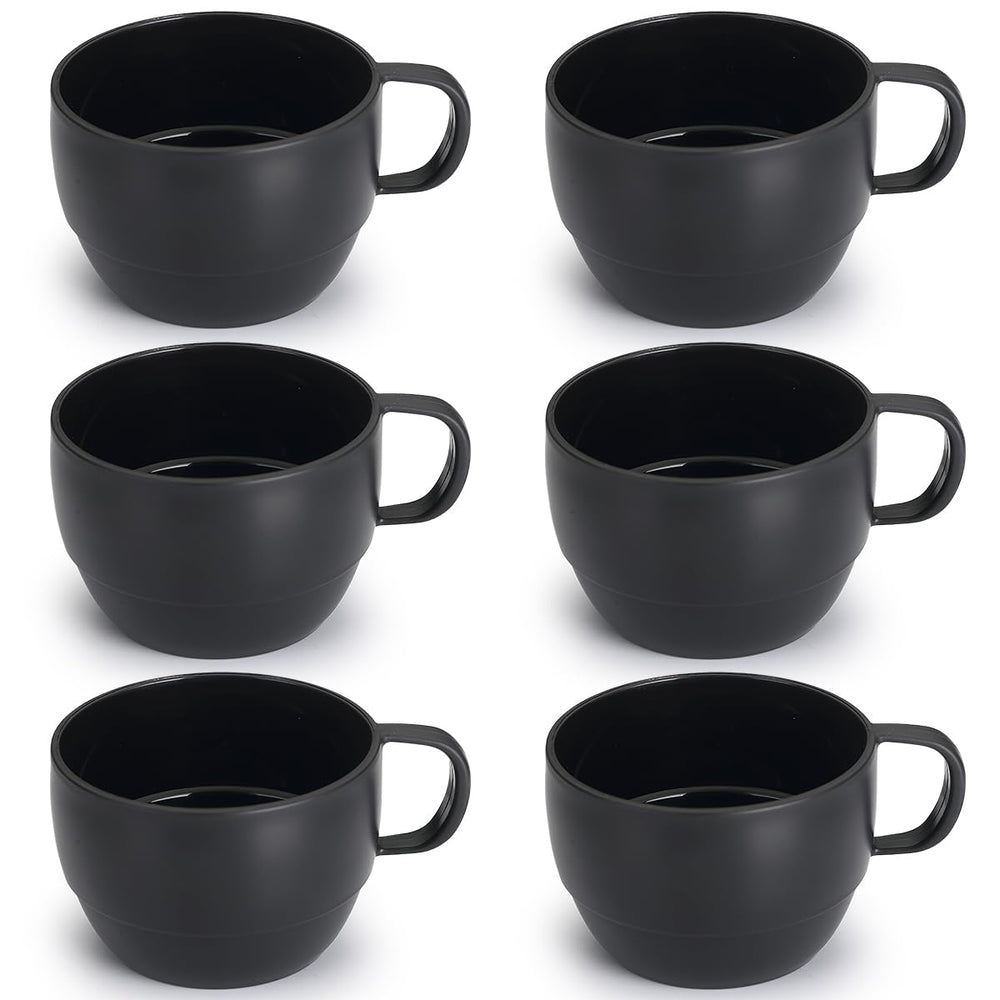Coffee Mugs Set of 6, Coffee Cups 12oz, Durable Light Weight Plastic Mugs for Home, Outdoor, Picnic, Camping, Idea Birthday Gift