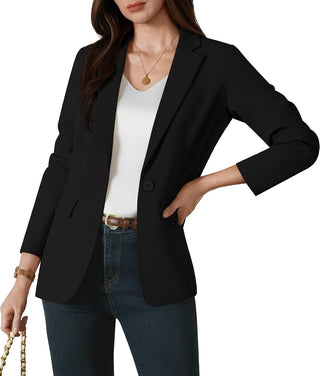 Kelyaa Womens One Button Blazer Casual Open Front Long Sleeve Suit Jackets Business Work Office Blazers