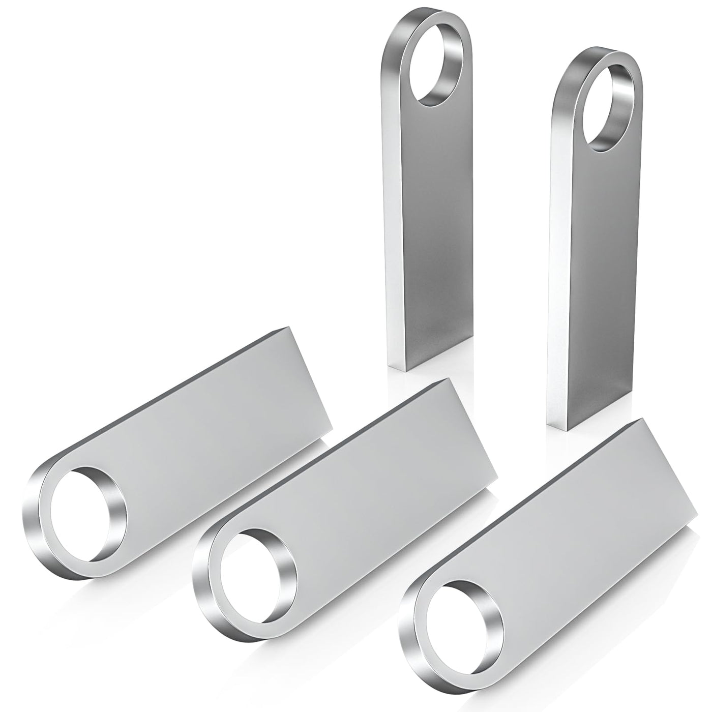 ABLAZE 2GB Flash Drive 2 Pack, Metal USB 2.0 Thumb Drives with Keychains USB Stick Pendrive (Sliver)