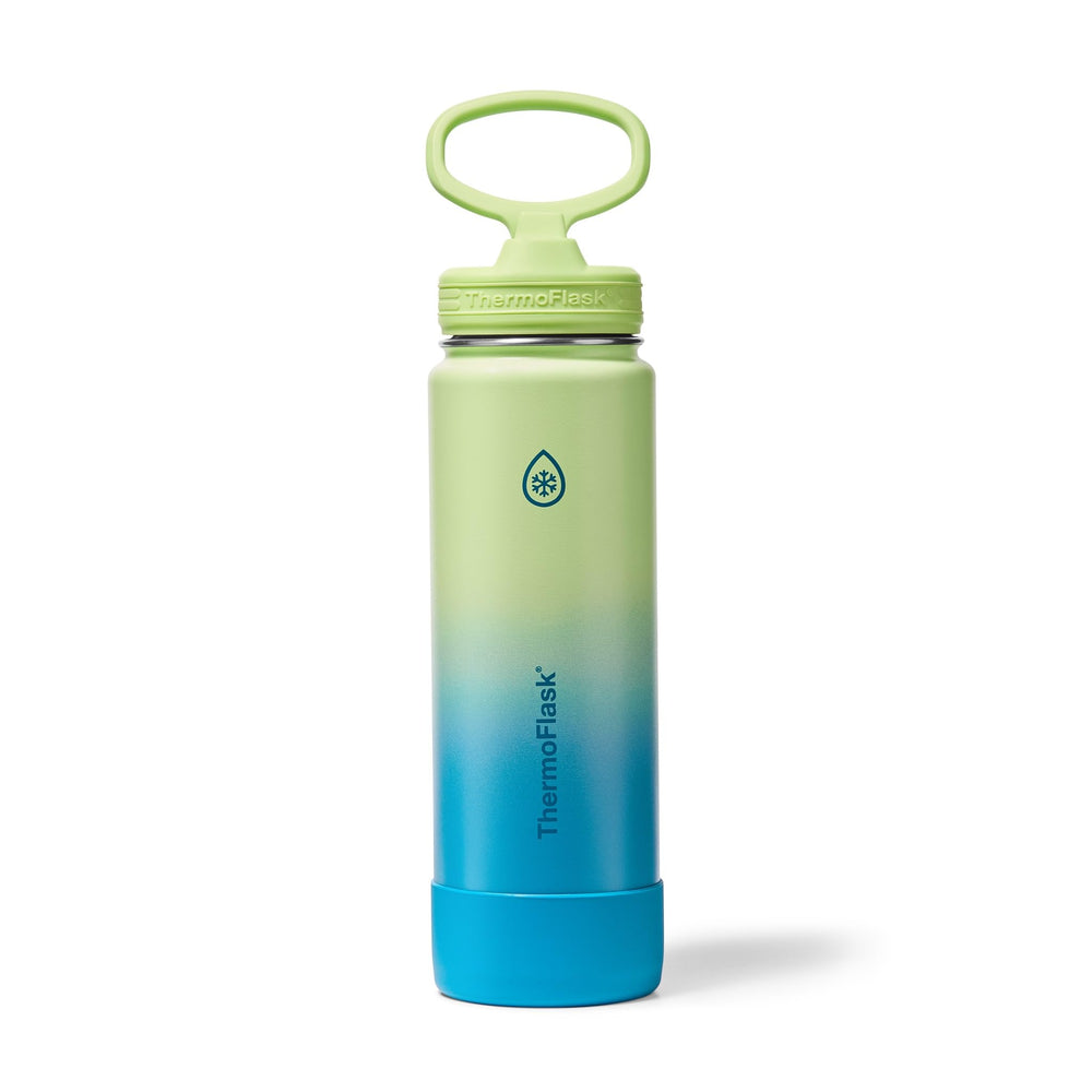 ThermoFlask Stainless Steel Water Bottles 2-Pack - Double-Wall Vacuum Insulated 24 oz BPA-Free Spout Lids - Keeps Drinks Cold 24 Hrs, Hot 12 Hrs - Leakproof, Dishwasher Safe, White/Coral