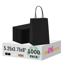 MESHA Brown Paper Bags 8x4.25x10.5 Inch 20Pcs, Paper Bags with Handles, Sturdy Brown Gift Bags for Retail, Birthday Party Favors, Shopping, Small Business (Made in USA)