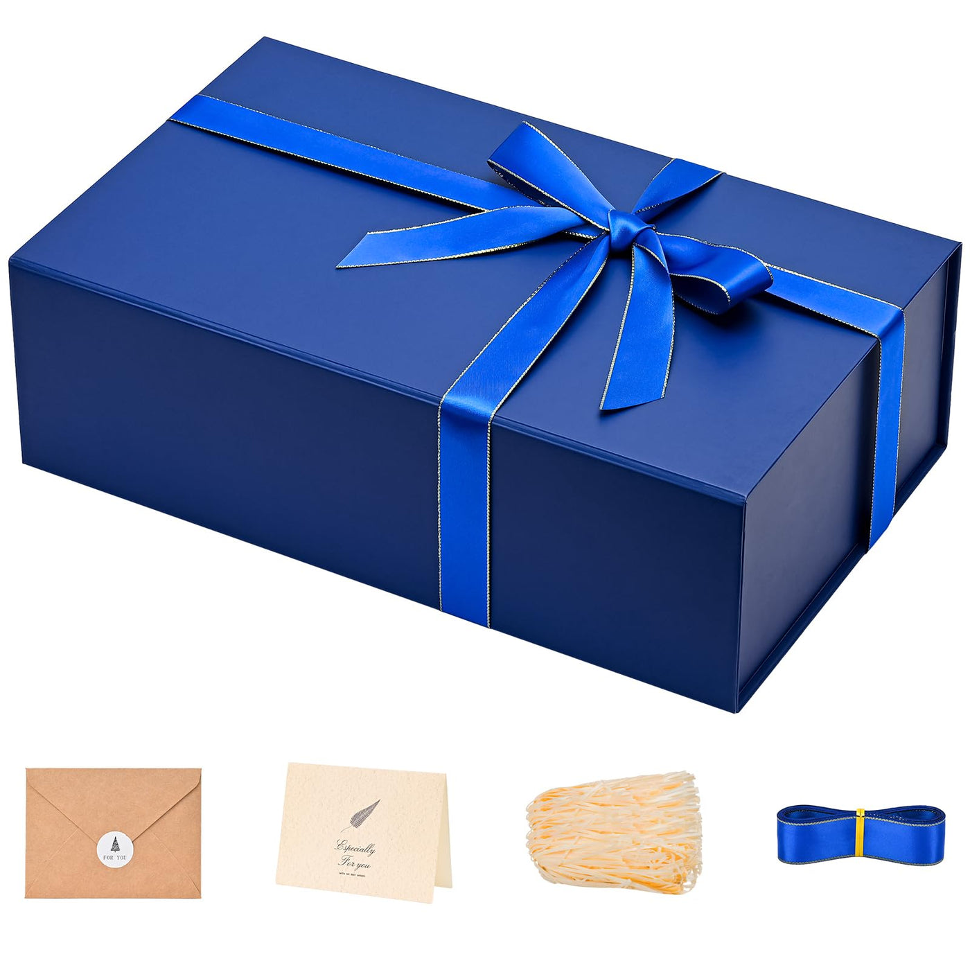 LIFELUM Gift Box 13.5''x10''x4'' Large Gifts Box with Magnetic Lids Black Gift Boxes for Father's Day graduation gifts Contains Card, Ribbon, Filler