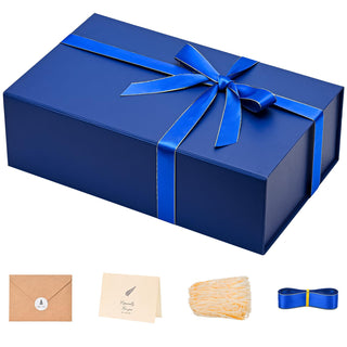 LIFELUM Gift Box 13.5''x10''x4'' Large Gifts Box with Magnetic Lids Black Gift Boxes for Father's Day graduation gifts Contains Card, Ribbon, Filler