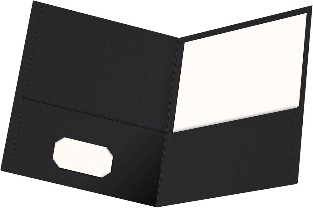 Oxford Twin-Pocket Folders, Textured Paper, Letter Size, Black, Holds 100 Sheets, Box of 25 (57506EE), 8-1/2 x 11