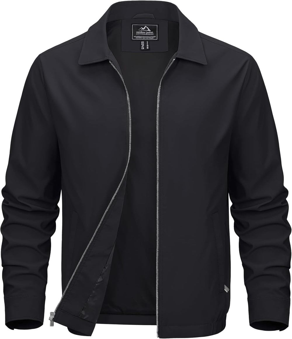 MAGCOMSEN Men's Lightweight Jackets Full Zip Up Light Coat Laydown Collar Jacket Casual Windbreaker Jacket with Zip Pockets