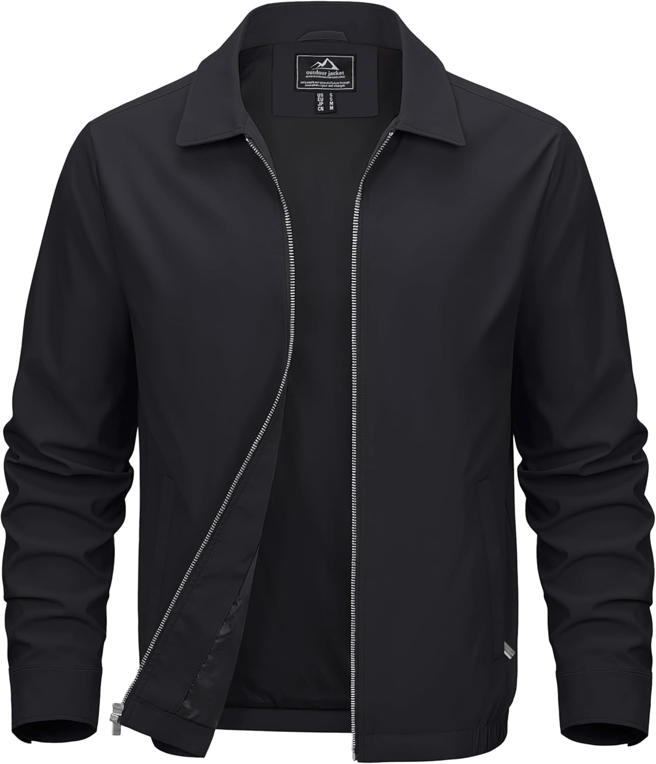 MAGCOMSEN Men's Lightweight Jackets Full Zip Up Light Coat Laydown Collar Jacket Casual Windbreaker Jacket with Zip Pockets