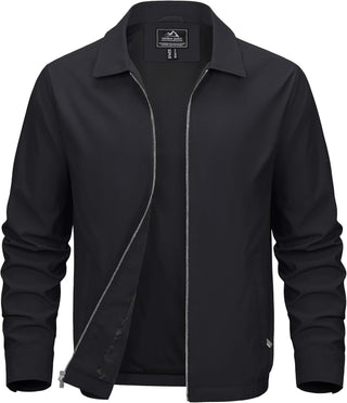 MAGCOMSEN Men's Lightweight Jackets Full Zip Up Light Coat Laydown Collar Jacket Casual Windbreaker Jacket with Zip Pockets