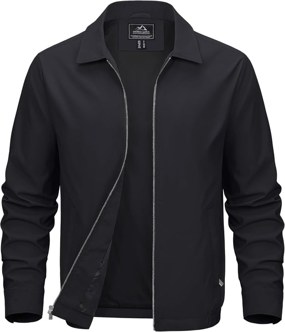 MAGCOMSEN Men's Lightweight Jackets Full Zip Up Light Coat Laydown Collar Jacket Casual Windbreaker Jacket with Zip Pockets