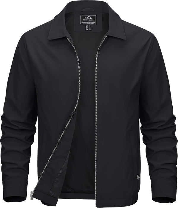MAGCOMSEN Men's Lightweight Jackets Full Zip Up Light Coat Laydown Collar Jacket Casual Windbreaker Jacket with Zip Pockets