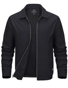 MAGCOMSEN Men's Lightweight Jackets Full Zip Up Light Coat Laydown Collar Jacket Casual Windbreaker Jacket with Zip Pockets