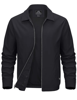 MAGCOMSEN Men's Lightweight Jackets Full Zip Up Light Coat Laydown Collar Jacket Casual Windbreaker Jacket with Zip Pockets