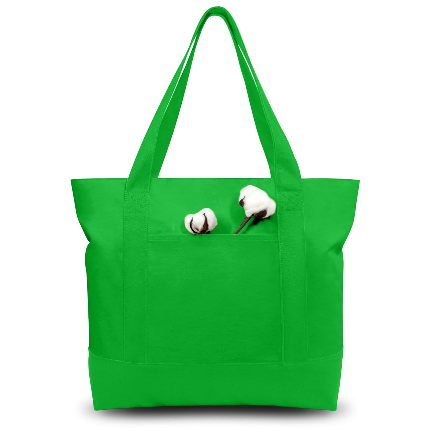 TOPDesign 1 | 3 | 6 | 30 Pack Canvas Tote Bag with an External Pocket, Reusable Grocery Shopping Bag, Top Zipper Closure, Daily Essentials (Black/Natural Pack of 1)