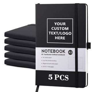 Personalized Notebook-Can Customize Logo/Text/Image, Customizable A5 Journal Notebook Daily Journals For Writing-192 Lined Pages 8.5 x 5.71 Inch,Black