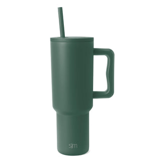 Simple Modern 40 oz Trek Tumbler with Handle and Straw Lid | Cup Holder Friendly Insulated Stainless Steel Travel Mug | Midnight Black