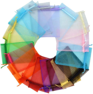 Tojwi 50pcs Organza Bags-Mix Color 3.54''x4.33''(9x11cm) Satin Drawstring Organza Pouch Wedding Party Favor Gift Bag Jewelry Watch Bags