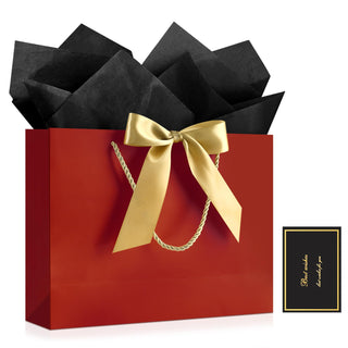JMANNI Gift Bags with Handles, 13” Medium Gift Bag for Presents, 1 Pcs Bags with 2 Tissue Paper and 1 Cards for Graduation Baby Shower Wedding Fathers Day Mother's Day Birthday Party（champagne gold）