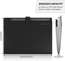 SKYDUE Accordion File Organizer, Expanding File Folder with 8 Pockets, Portable Document Paper Receipt Organizer, Letter/A4 Size Filing Folder School Office Supplies Black