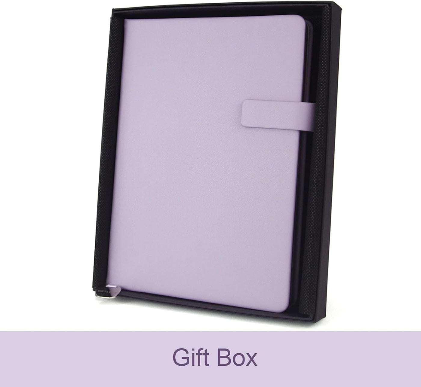 A5 Hard Cover Lined Notebook, Pen Holder & Gold Edges, 180° Lay Flat Journal, Large 5.7 x 8.4 in, Bookmark & Gift Box, Business Notebook for Work, Study, Travel(Light Purple)