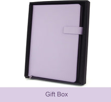 A5 Hard Cover Lined Notebook, Pen Holder & Gold Edges, 180° Lay Flat Journal, Large 5.7 x 8.4 in, Bookmark & Gift Box, Business Notebook for Work, Study, Travel(Light Purple)