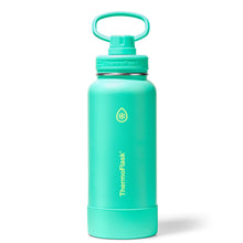ThermoFlask Stainless Steel Water Bottles 2-Pack - Double-Wall Vacuum Insulated 24 oz BPA-Free Spout Lids - Keeps Drinks Cold 24 Hrs, Hot 12 Hrs - Leakproof, Dishwasher Safe, White/Coral