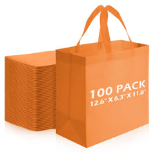 Reginary 100 PCS Reusable Totes Bags - Non Woven Grocery Handle Bags for Shop Events & Retail Store (Beige)
