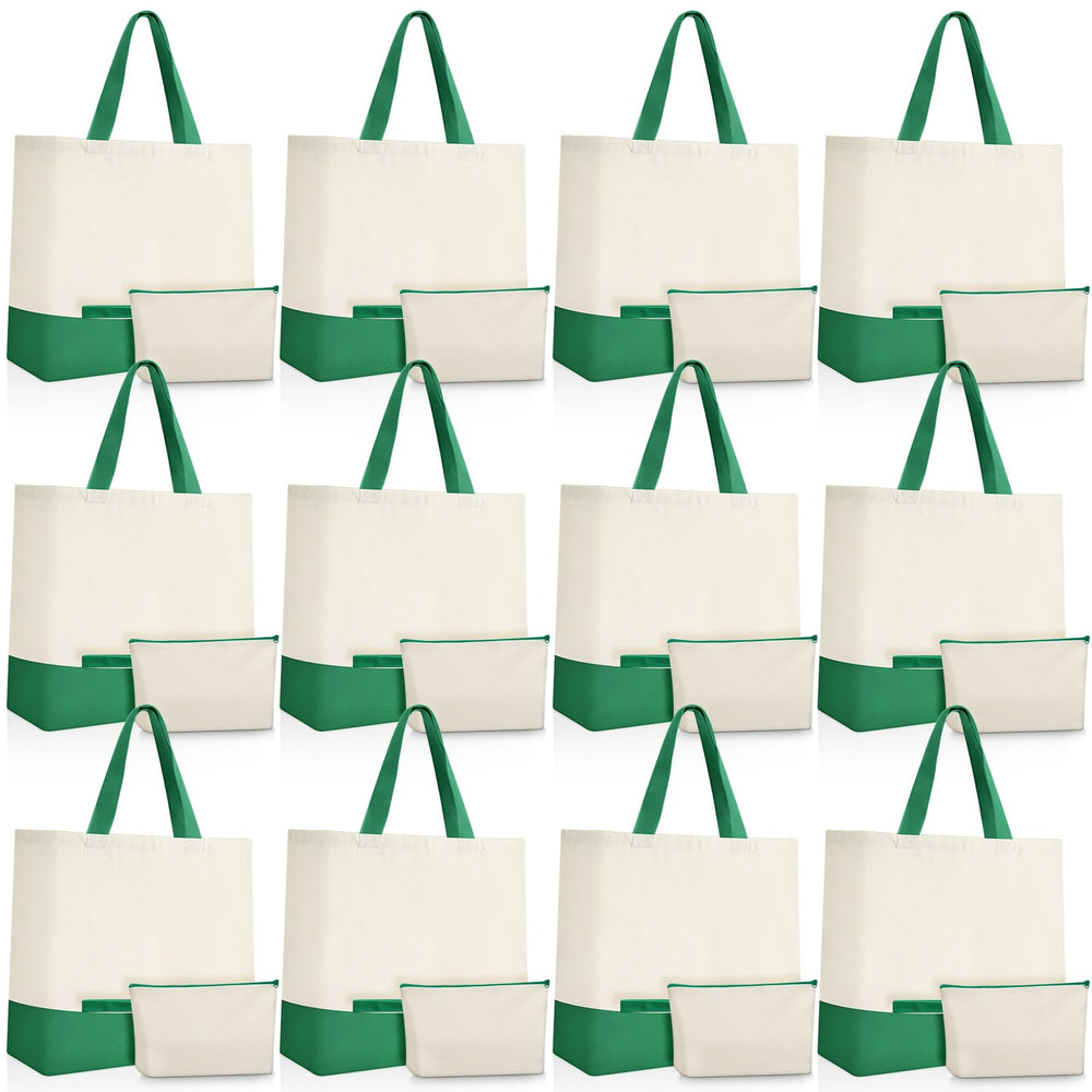 Sanwuta 24 Pcs Canvas Tote Bags Bulk 18.5" Cotton Cosmetic Bags Reusable Shopping Tote with Handles