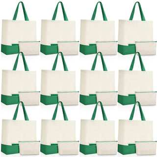 Sanwuta 24 Pcs Canvas Tote Bags Bulk 18.5" Cotton Cosmetic Bags Reusable Shopping Tote with Handles