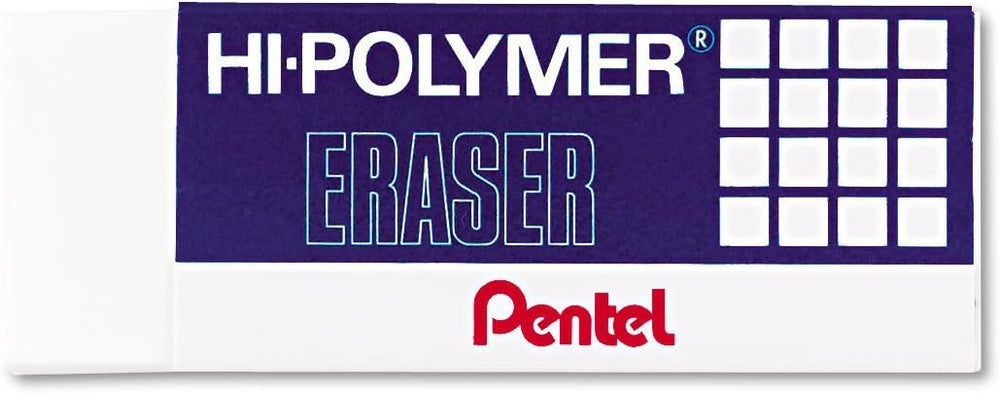 Pentel Hi-Polymer Block Eraser, Large, White, Pack of 3 (ZEH10BP3-K6)