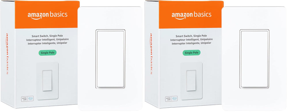Amazon Basics Smart Light Switch, Single Pole, Works with Alexa Only, Voice Control, Schedule, 2.4 GHz Wi-Fi, No Hub Required, Easy to Install, White