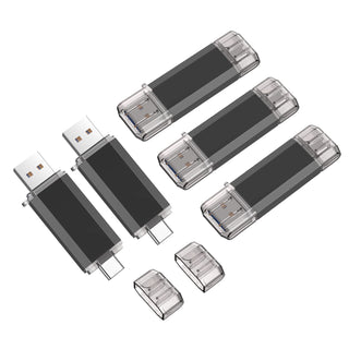 Vansuny 2 Pack 128GB USB C Flash Drive 2 in 1 OTG USB 3.0 + Tape C Memory Stick with Keychain Dual Type C Thumb Drive Photo Stick Jump Drive (Black and Silver)
