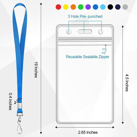 20 Pack Cruise Lanyard With Waterproof ID Card Holder, Durable Assorted Color (10 Colors) for Carnival Cruises Cards and Ships Key - hover image
