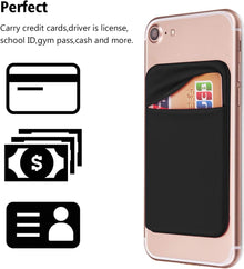 OBVIS Cell Phone Pocket Self Adhesive Card Holder Stick On Wallet Sleeve with Adhesive ID Credit Card ATM Card Holder for iPhone Android 2 PACK BLACK