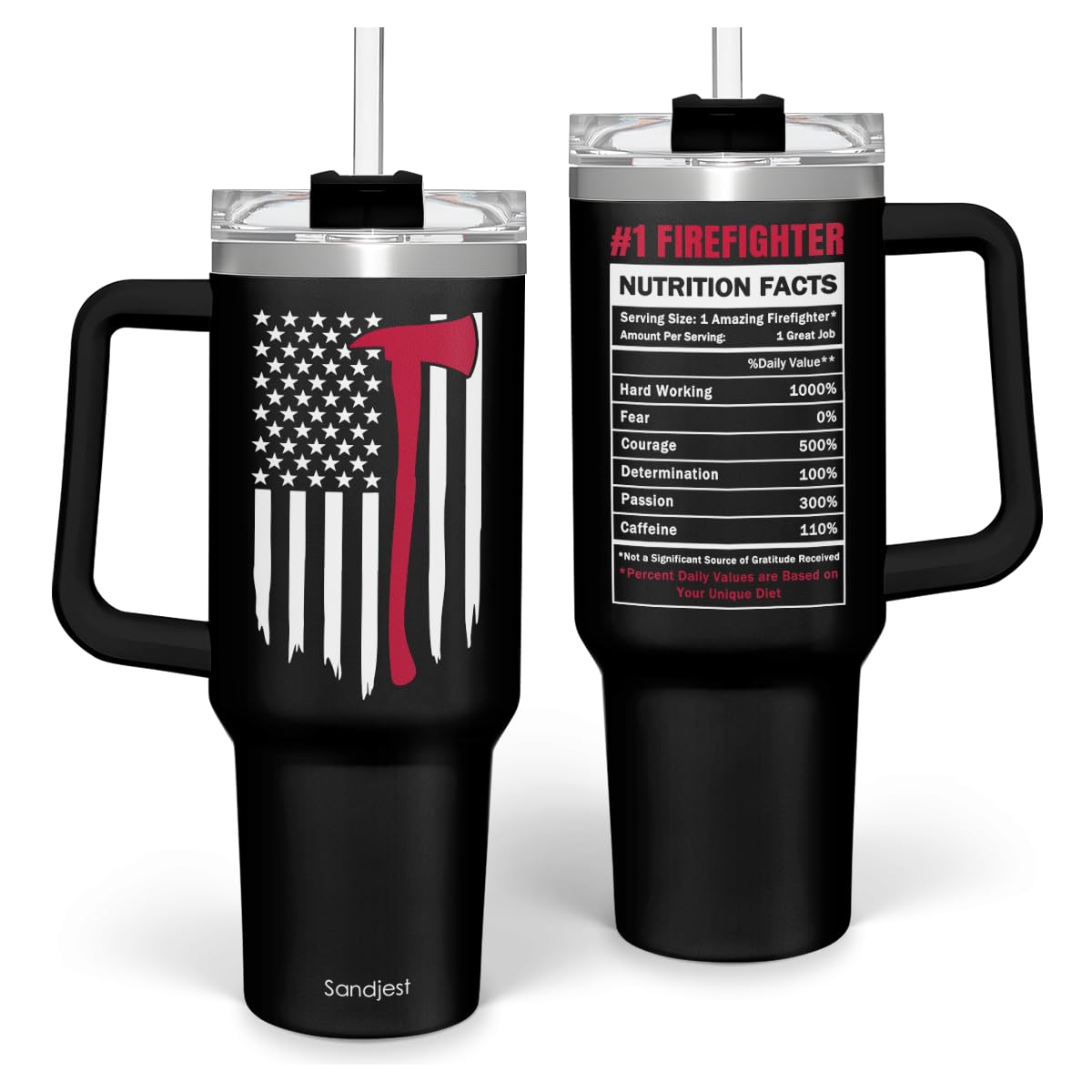SANDJEST Dad Gift from Daughter, 40oz Stainless Steel Insulated Coffee Tumbler With Lid & Straw, Travel Cup Gift for Dad, Christmas Birthday Father's Day