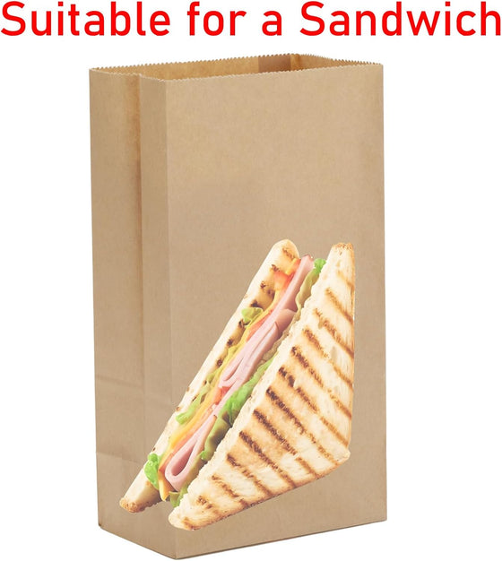 40 Count 4lb Brown Kraft Paper Lunch Bags Disposable Fold Top Bags - hover image