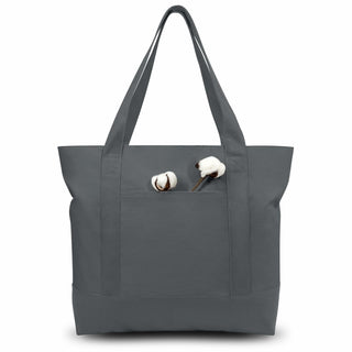 TOPDesign 1 | 3 | 6 | 30 Pack Canvas Tote Bag with an External Pocket, Reusable Grocery Shopping Bag, Top Zipper Closure, Daily Essentials (Black/Natural Pack of 1)