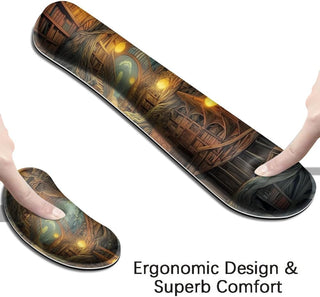 Desk Mat, Large Gaming Mouse Pad with Wrist Rest, 4 in1 XXL Mouse pad+Keyboard Wrist Rest+Mouse Pad Wrist Support+Cup Coaster Set, Ergonomic Desk Pad for Home Office, Trees Library