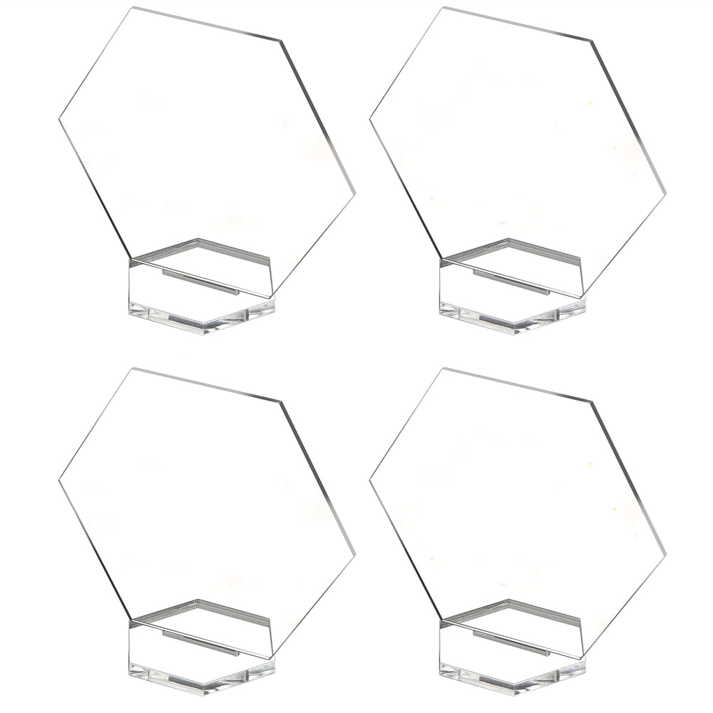 20 Sets 4.5" Hexagon Acrylic Sign Table With Stand Blanks Acrylic Table Numbers for Wedding Party and Food & Beverage Center Decor