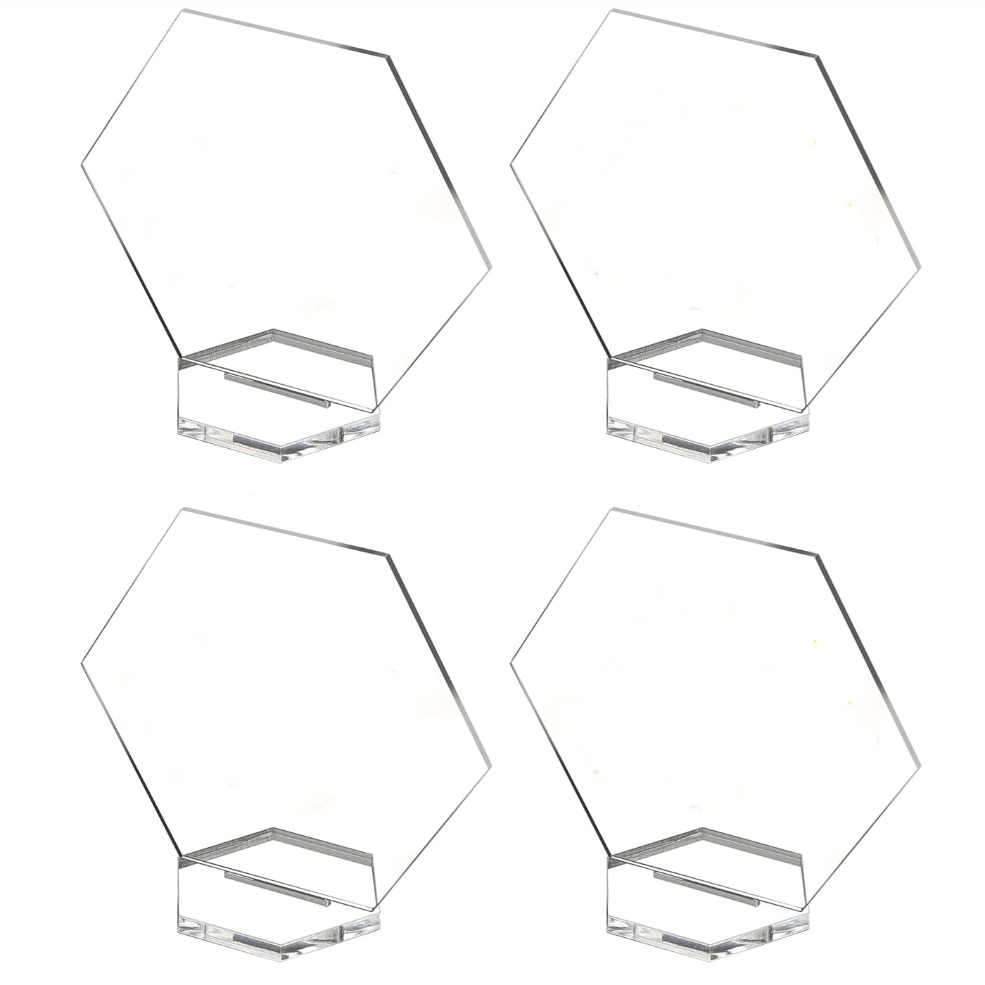 20 Sets 4.5" Hexagon Acrylic Sign Table With Stand Blanks Acrylic Table Numbers for Wedding Party and Food & Beverage Center Decor