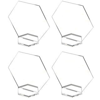 20 Sets 4.5" Hexagon Acrylic Sign Table With Stand Blanks Acrylic Table Numbers for Wedding Party and Food & Beverage Center Decor