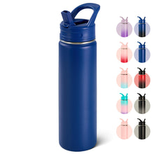Fijinhom 18oz Insulated Stainless Steel Water Bottle with Straws, Double Wall Vacuum Insulated Bottles, Metal Thermo for Travel, Sports, Leak-Proof, BPA Free, Women & Men, Black