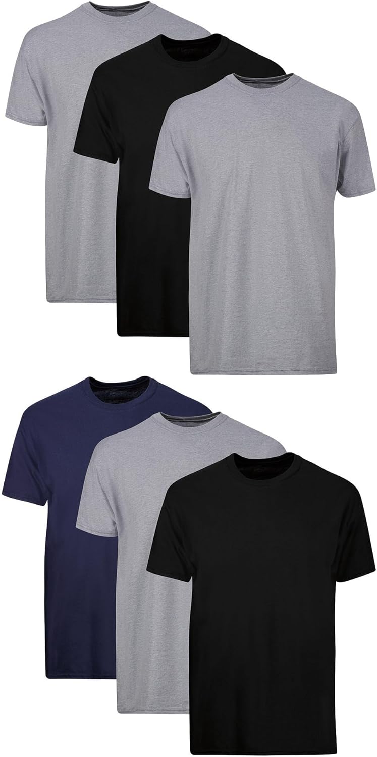 Hanes Men's Undershirt Packs, Stay-Tucked Soft Cotton Undershirts, Best Undershirts for Men, White/Black/Asstd Multipacks