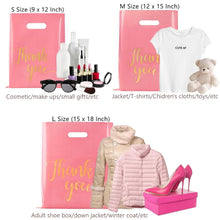 100 Pack Pink Thank You Shopping Bags for Small Business - 12"x15" Extra Thick 2.36 Mil Plastic Retail Thank You Bags with Handles for Stores, Boutique, Clothes, Business Gift