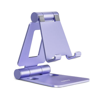 Nulaxy Dual Folding Cell Phone Stand, Fully Adjustable Foldable Desktop Phone Holder Cradle Dock Compatible with iPhone 17 16 15 14 13 12 11 Pro Xs Xs Max Xr X 8, Nintendo Switch, All Phones - Gold