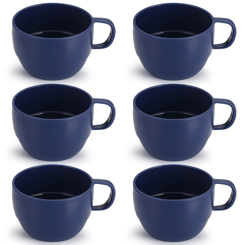 Coffee Mugs Set of 6, Coffee Cups 12oz, Durable Light Weight Plastic Mugs for Home, Outdoor, Picnic, Camping, Idea Birthday Gift