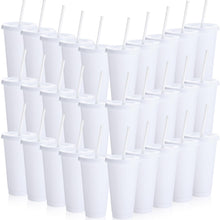 Honeydak 15 Pack Tumbler with Straw and Lid Bulk Cups for Gifts Water Bottle Iced Coffee Travel Mug Cup Reusable Plastic Tumblers for Party Birthdays 24-27 oz (Solid Color)