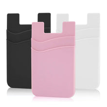 SS Card Holder for Back of Phone, Cell Phone Wallet Stick-on Credit Card Sleeve Pocket Silicone Pouch Compatible for iPhone, Samsung Galaxy and Most SamrtPhones 4 Pack