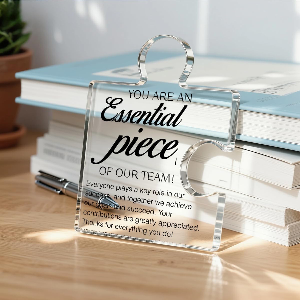 Team Appreciation Gifts Thank You Gift for Coworkers Colleagues Employees, Best Team Ever Gifts You Are an Essential Piece Acrylic Puzzle Piece Plaque Office Decor