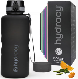 Hydracy Water Bottle with Time Marker -Large BPA Free Water Bottle & No Sweat Sleeve -Leak Proof Gym Bottle with Times to Drink - Ideal for Fitness Sports & Outdoors